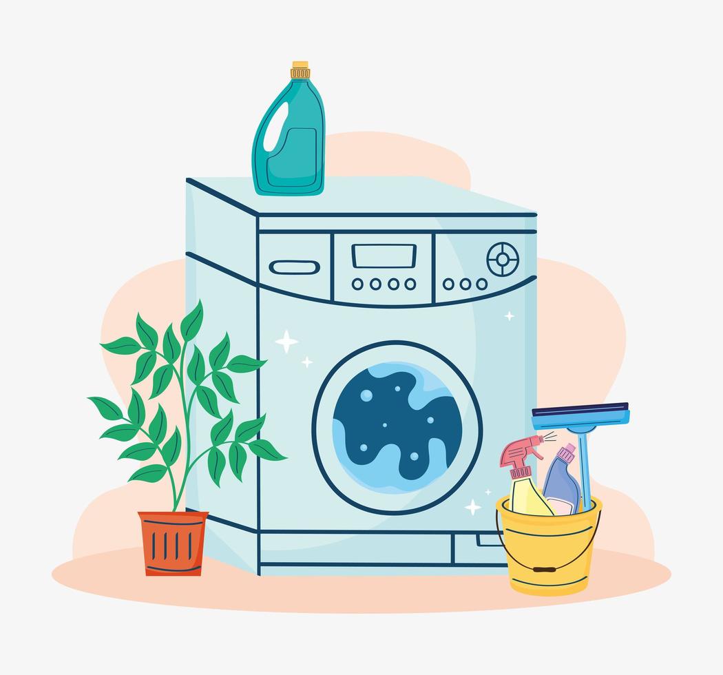 Waschmaschine und Zimmerpflanze vektor