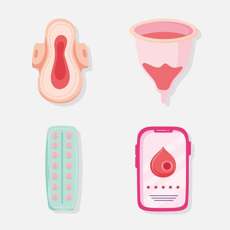 vier Symbole für die Menstruationsperiode vektor