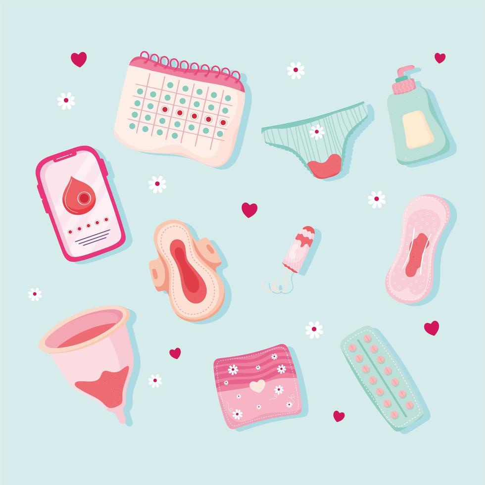 Zehn Ikonen der Menstruationsperiode vektor