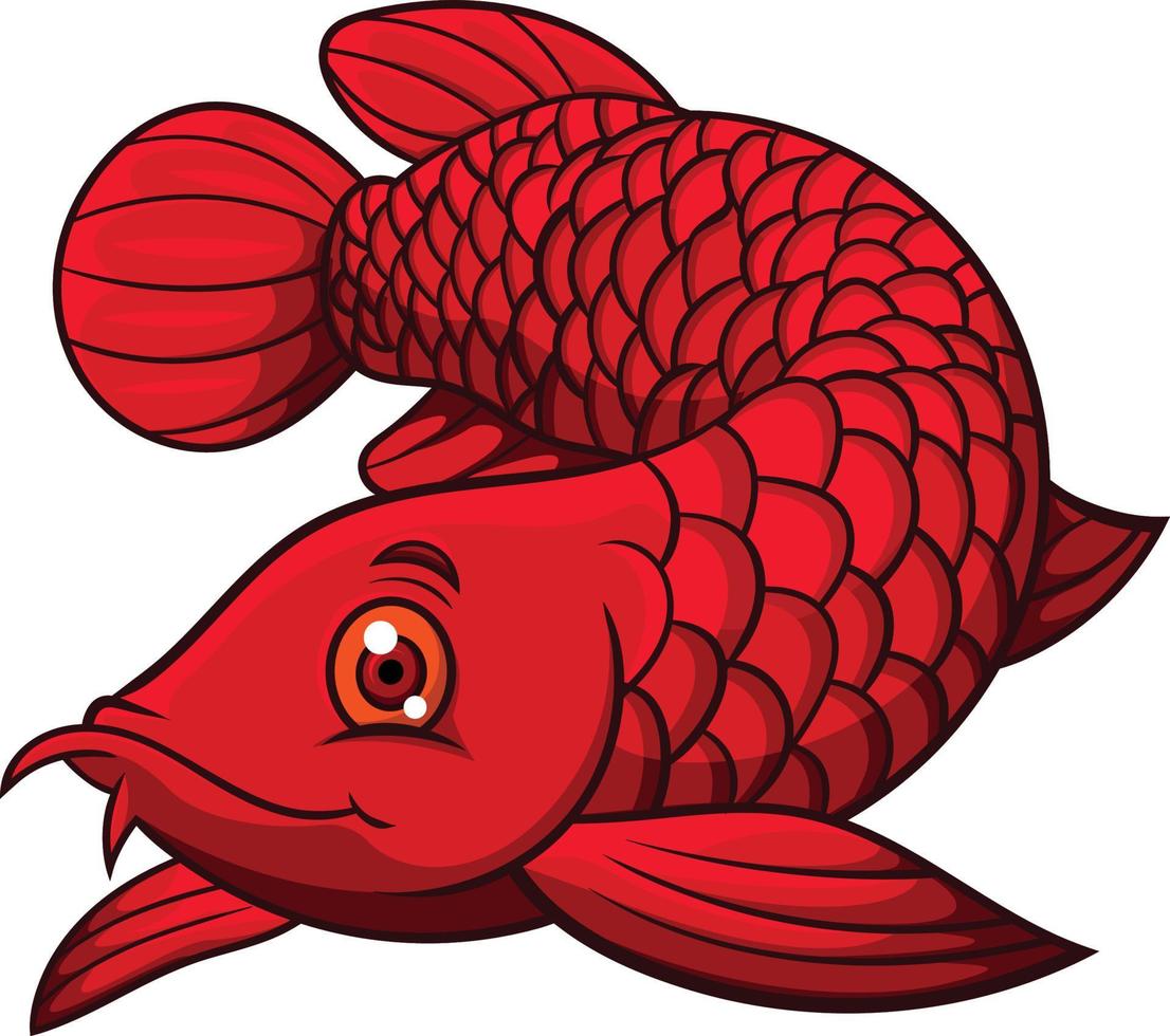 tecknad röd fisk isolerad på vit bakgrund vektor