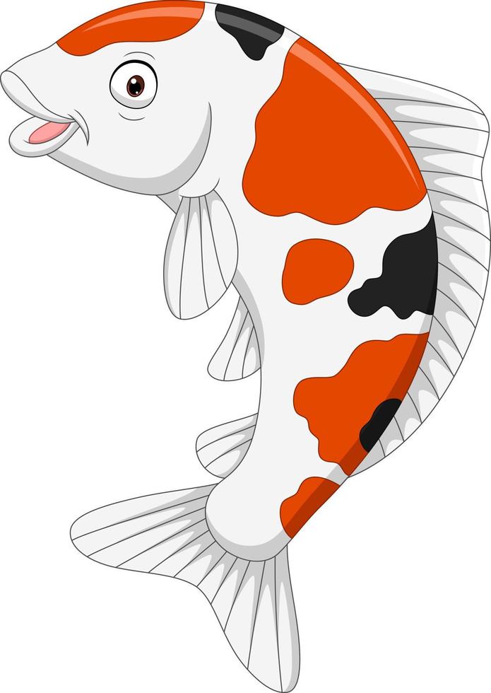 tecknad söt koi fisk på vit bakgrund vektor