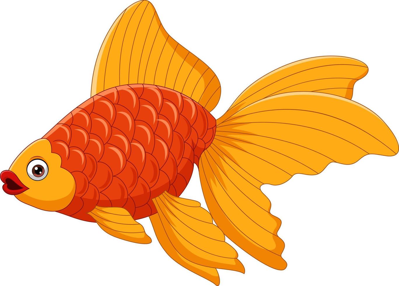 tecknad söt guldfisk på en vit bakgrund vektor