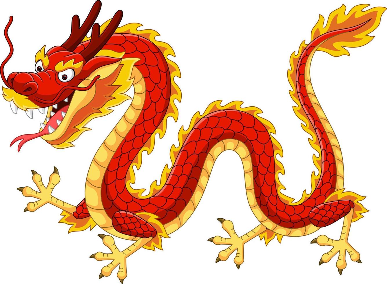 roter chinesischer drache der karikatur fliegt vektor