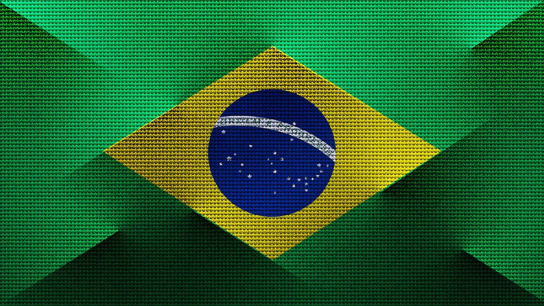 den federativa republiken Brasiliens nationella flagga. HD-tapet med stickat tyg-utseende och pop up-skugggradientstil. vektor