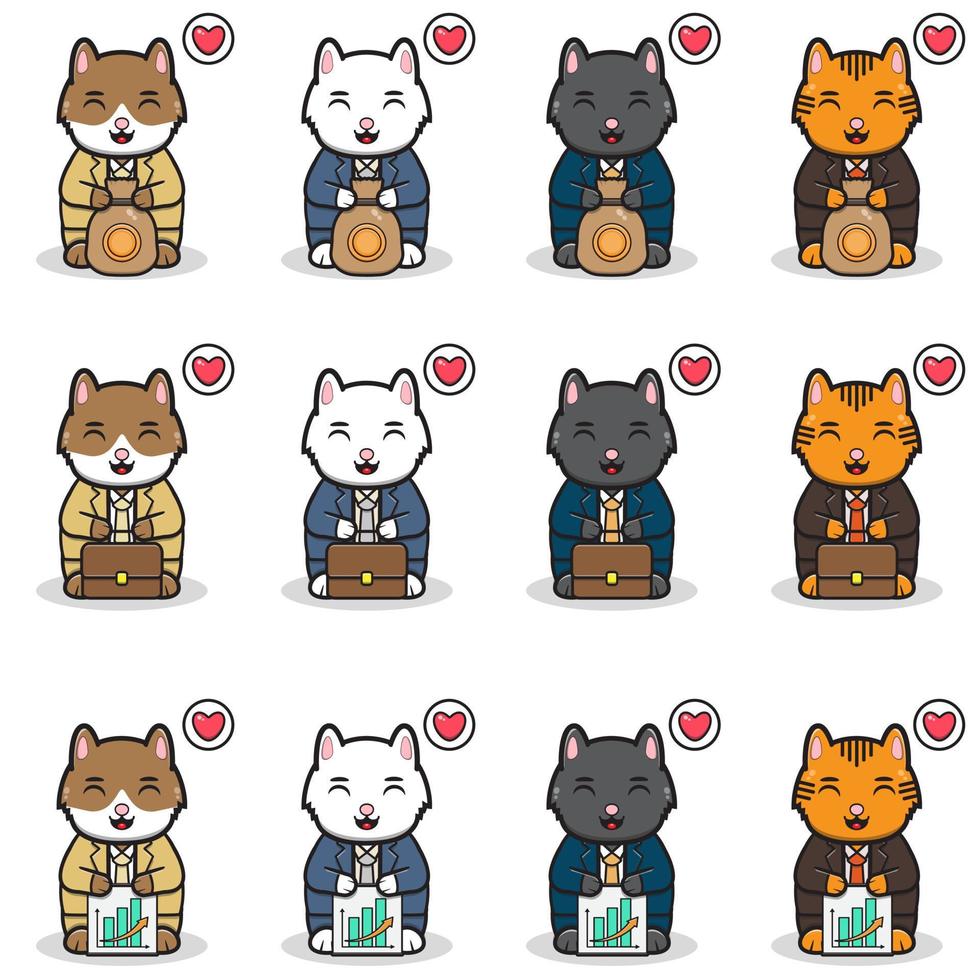 vektor illustration av leende katter med affärsman kostym.