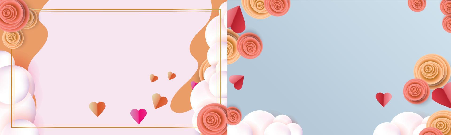 valentine hintergründe herz rot himmel rosa rahmen banner design konzept poster karte vektor