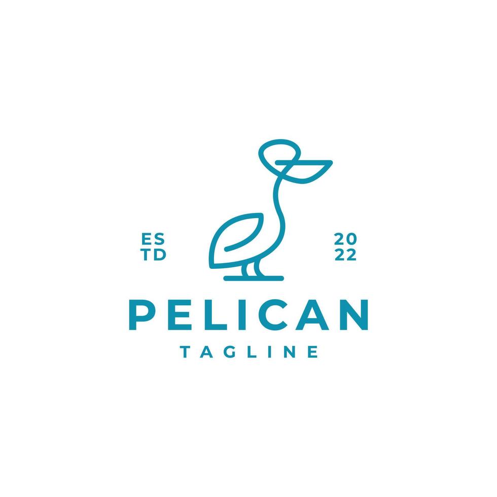Pelikan Storch Vogel Linie Kunst Logo Design Umriss monoline Symbol vektor