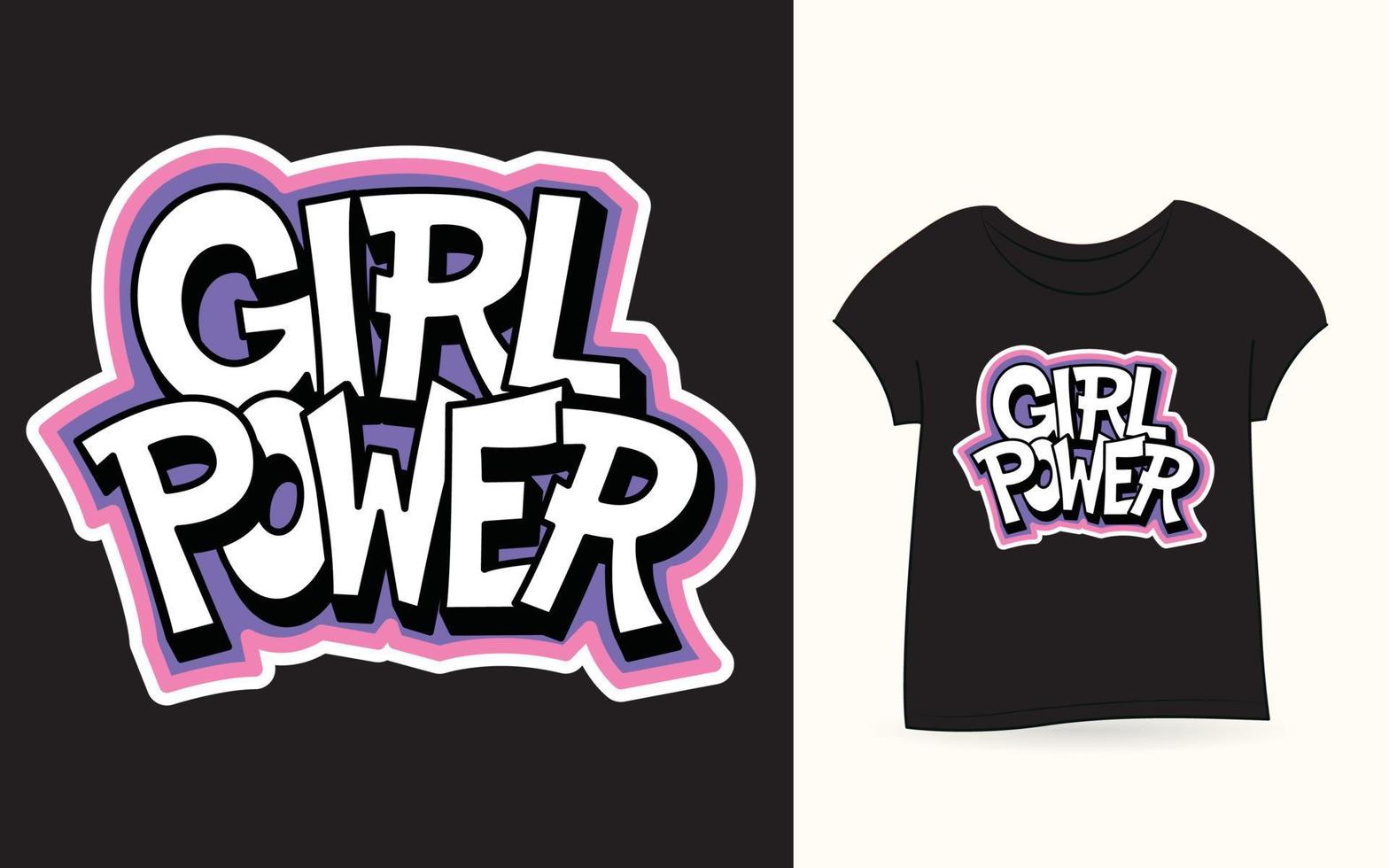 girl power hand bokstäver för t-shirt vektor