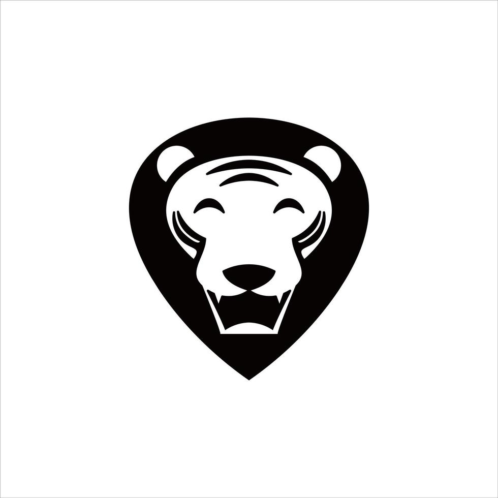 platt djur logotyp rolig lejonhuvud vektor