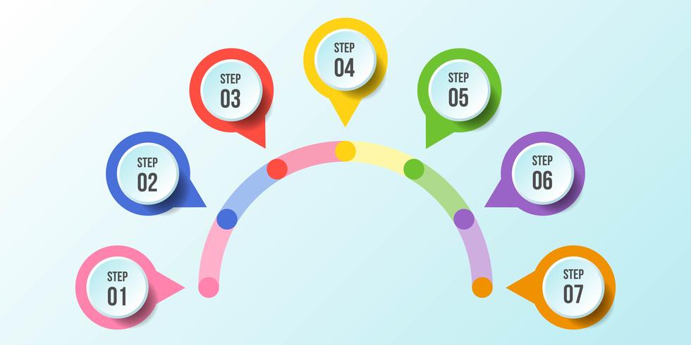 Half Circle-diagram, Tidslinje infografiska mallar vektor