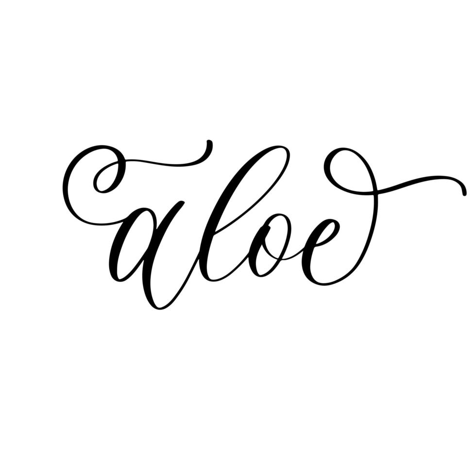 Aloe-Schriftzug-Inschrift, einfache Vektorillustration, Hintergrund, Etikettendesign, Logo. vektor