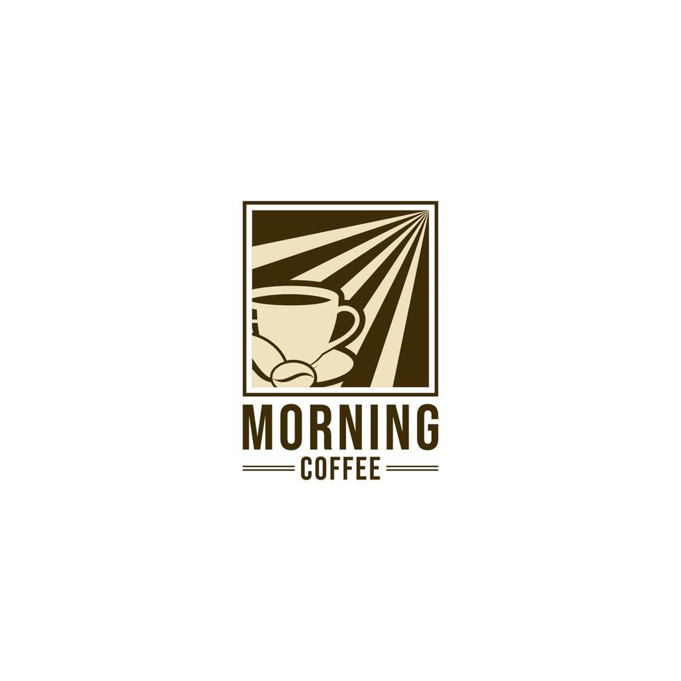 Morgenkaffee-Logo mit Tasse Kaffee und Morgensonne vektor