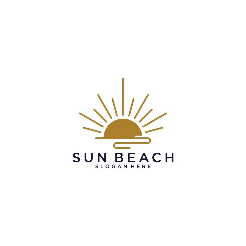 sun beach logotyp mall i vit bakgrund vektor