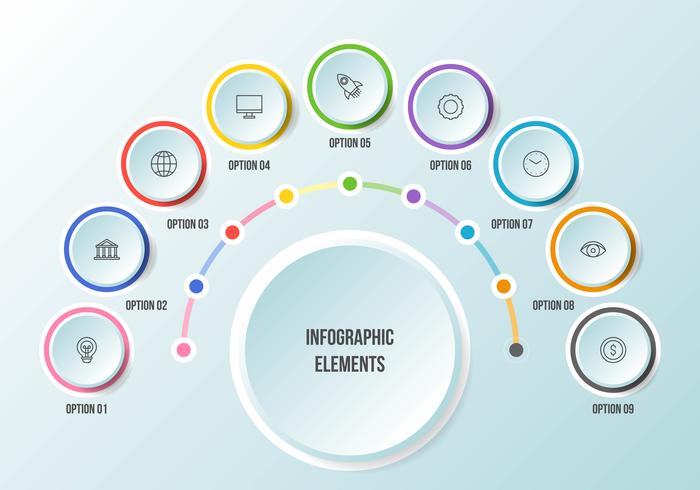 Halbkreisdiagramm, Infografik Timeline-Vorlagen vektor