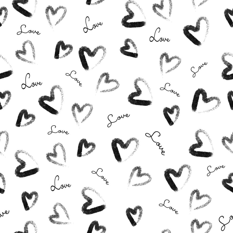 Nahtloser Musterhintergrund mit Herz- und Liebeswörtern, Valentinskarte vektor