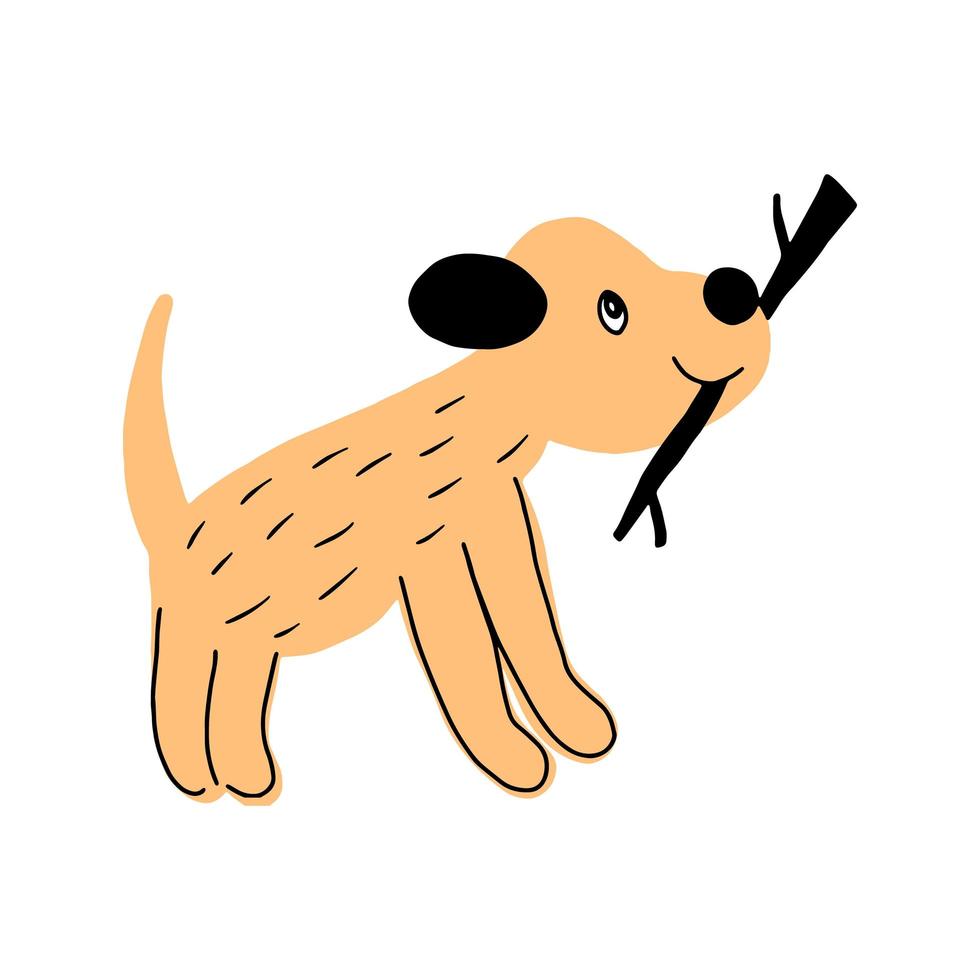 söt hund tecknad handritad vektorillustration. kan användas för t-shirttryck, barnkläder modedesign, baby shower inbjudningskort. vektor
