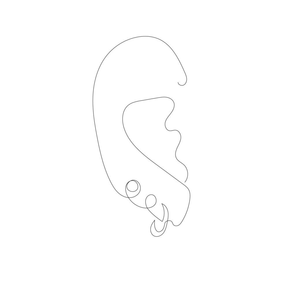 kontinuierliche Linienzeichnung des menschlichen Ohrs. Welttag der Gehörlosen einfache einzeilige Skizze. Vektor-Illustration. vektor