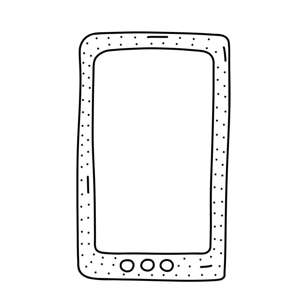 handgezeichnetes Smartphone-Symbol im Doodle-Stil. Cartoon-Smartphone-Vektorsymbol für Webdesign isoliert auf weißem Hintergrund. vektor