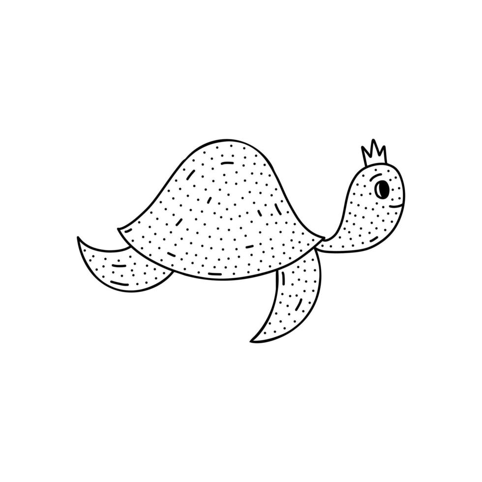 handgezeichnete Schildkröten-Ikone im Doodle-Stil. Cartoon-Schildkröten-Vektorsymbol für Webdesign isoliert auf weißem Hintergrund. vektor