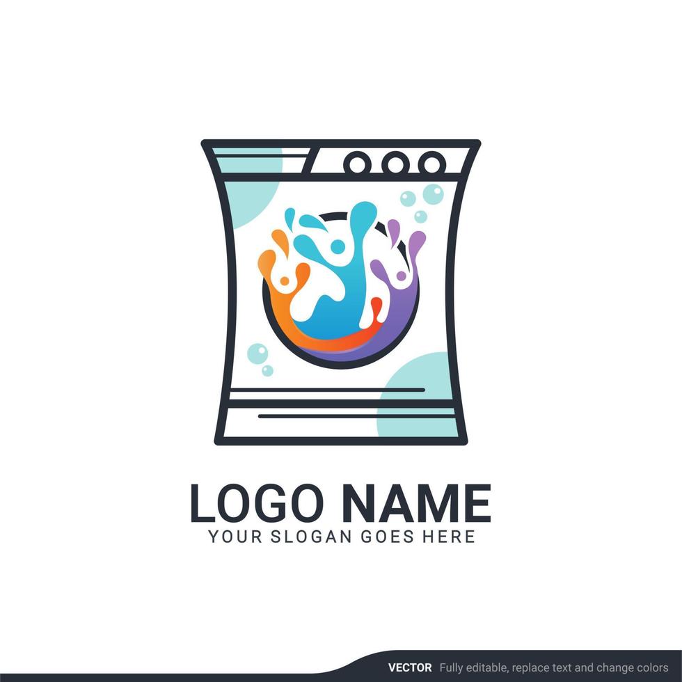 modern logotypdesign för tvättservice. redigerbar logotypdesign vektor