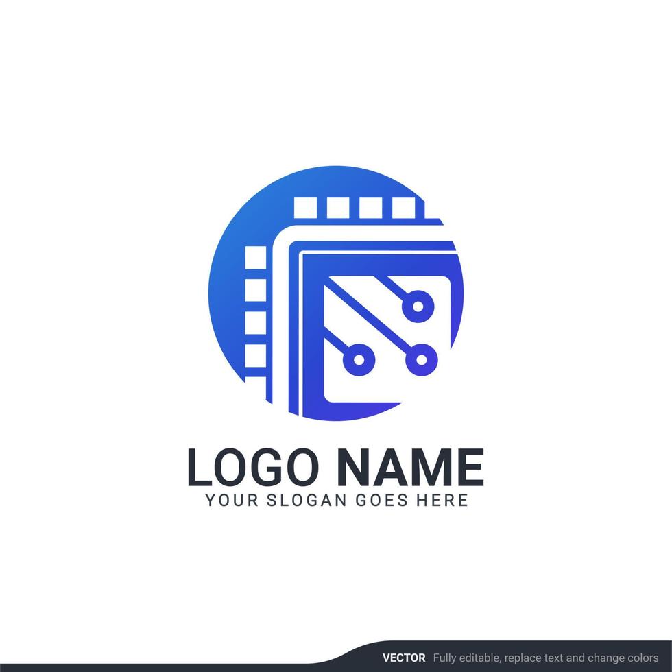 kreativ abstrakt digital teknik symbol logotypdesign. redigerbar vektor illustration logotypdesign