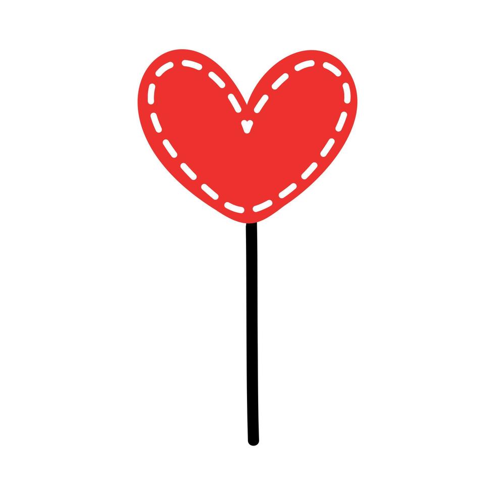godis på en pinne i form av ett hjärta. romantisk ikon för alla hjärtans dag vektor