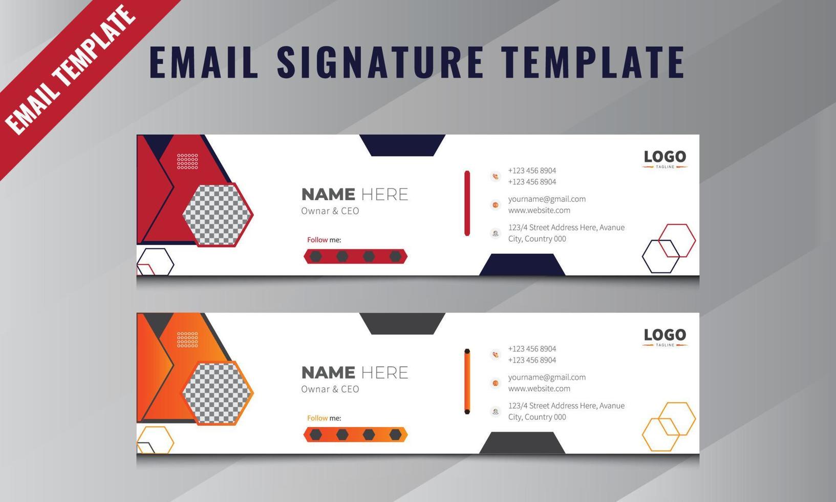 minimalistisches E-Mail-Signatur-Vorlagendesign oder E-Mail-Fußzeile und persönliche Social-Media-Abdeckung Premium, modernes E-Mail-Signaturvorlagendesign und persönliche E-Mail-Fußzeile, Business-Signaturvorlagendesign vektor