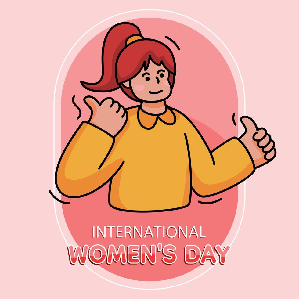 internationella kvinnodagen. stöd till kvinnor. kvinnor som bär en skylt för världskvinnodagen. vektor illustrationer