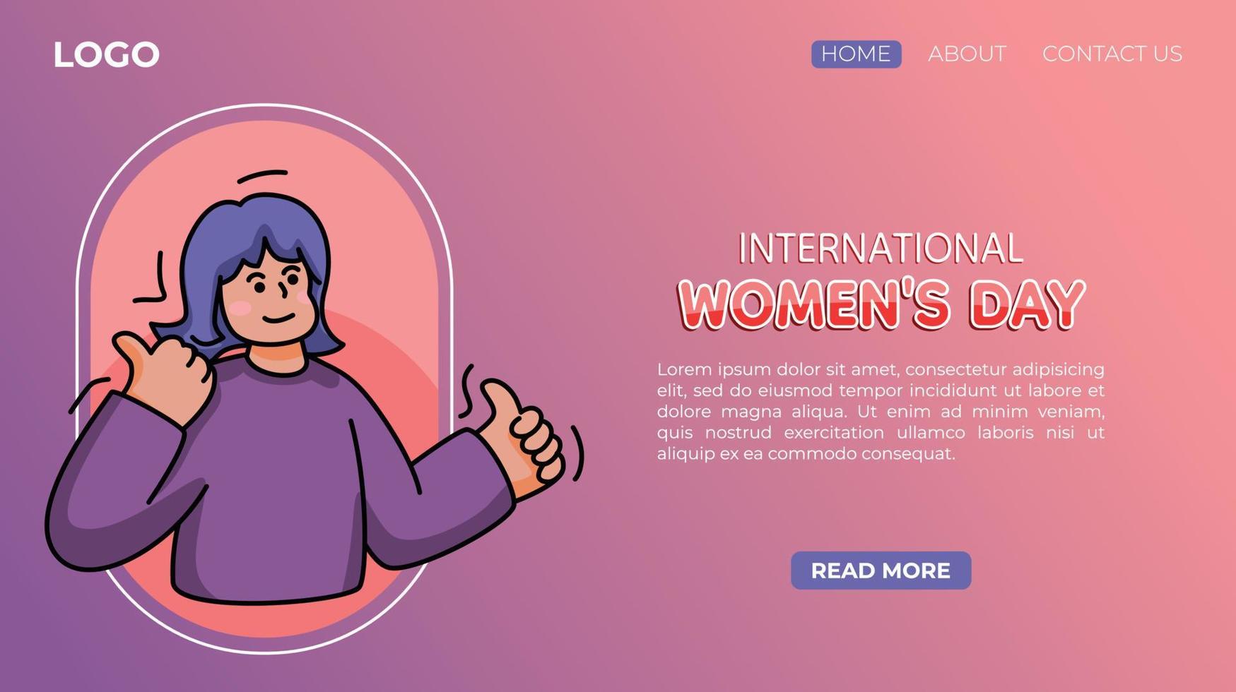 flache web-landing-page-vorlage zum internationalen frauentag vektor