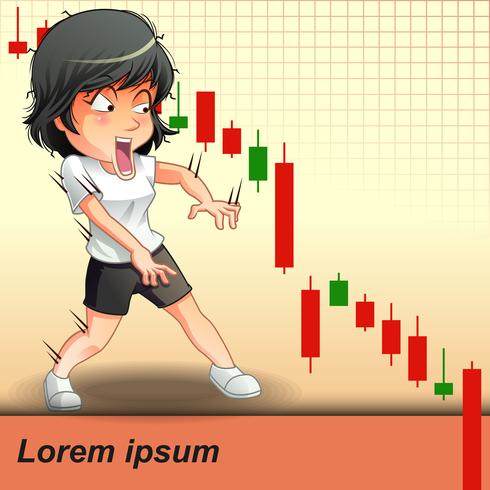 Sie scheiterte an einer Investition und einem bärischen Muster in einem Candle-Stick-Chart. vektor