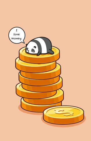 Panda ovanpå mynt. vektor