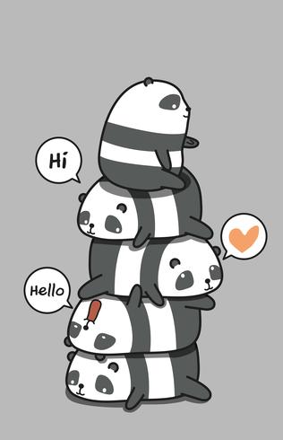 5 süße Panda Charaktere. vektor
