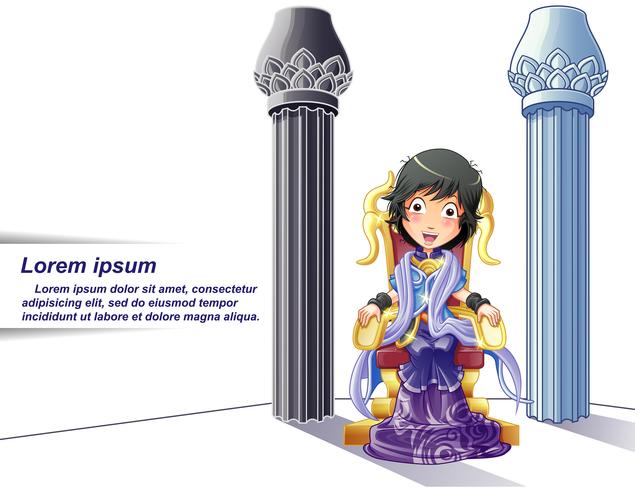 Prinzessin Charakter im Cartoon-Stil und Säulen Hintergrund. vektor