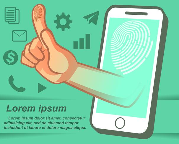 fingeravtrycks datasäkerhet. vektor