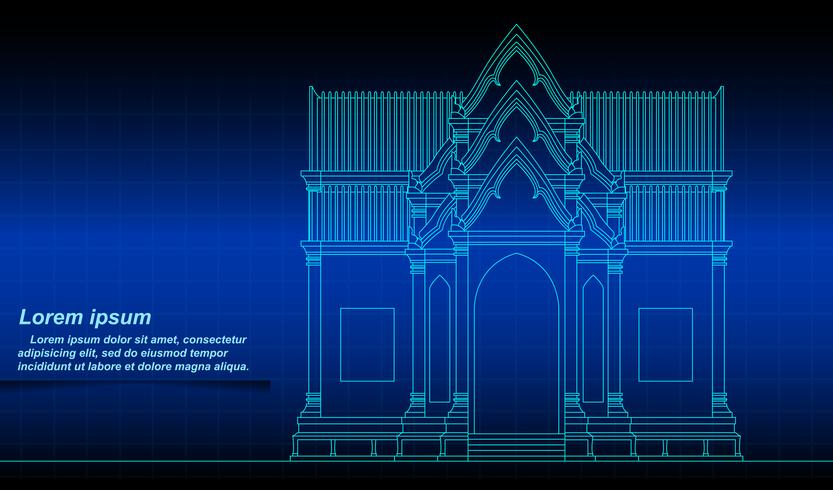 Historischer thailändischer Gebäudeentwurf. vektor