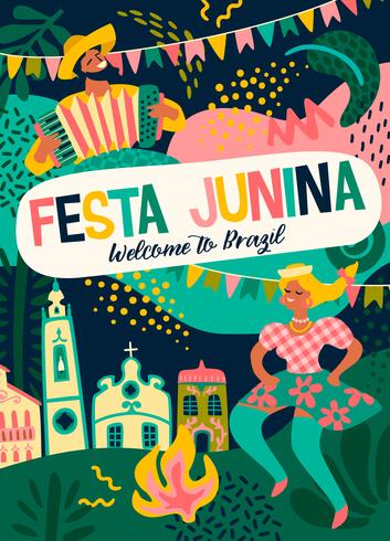 Latinamerikansk helgdag, junipartiet i Brasilien. Festa Junina. vektor