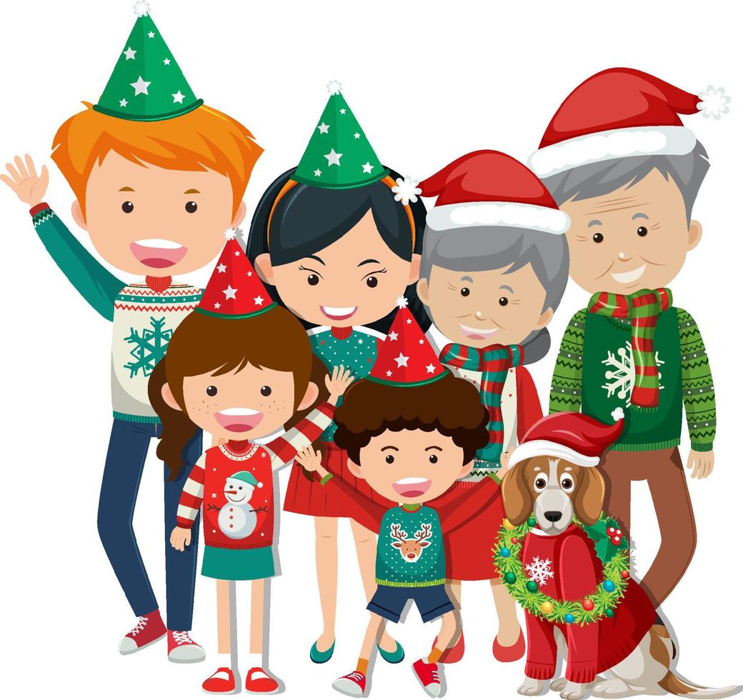 lycklig familj i jultema vektor