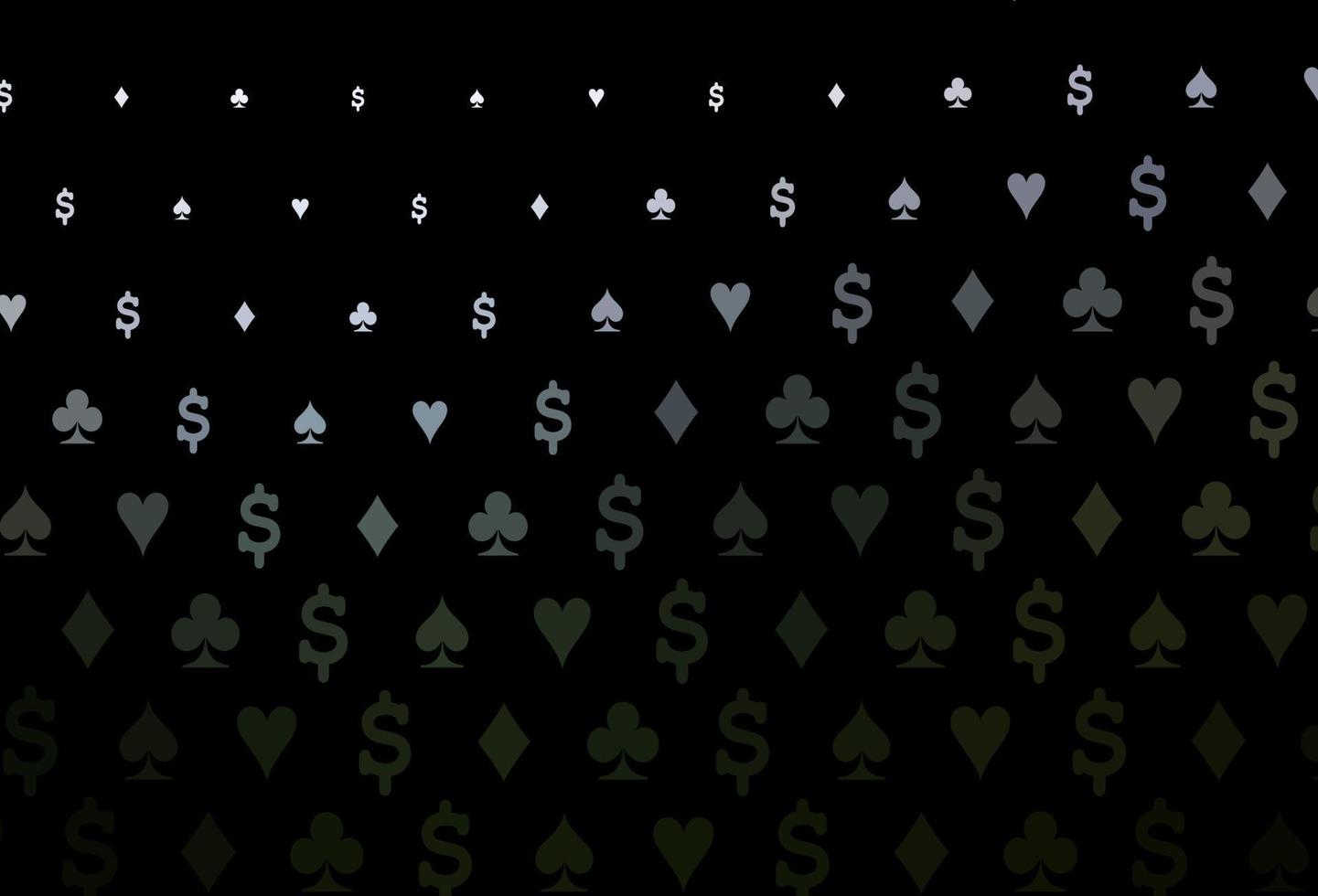 mörkgrön vektor mall med pokersymboler.