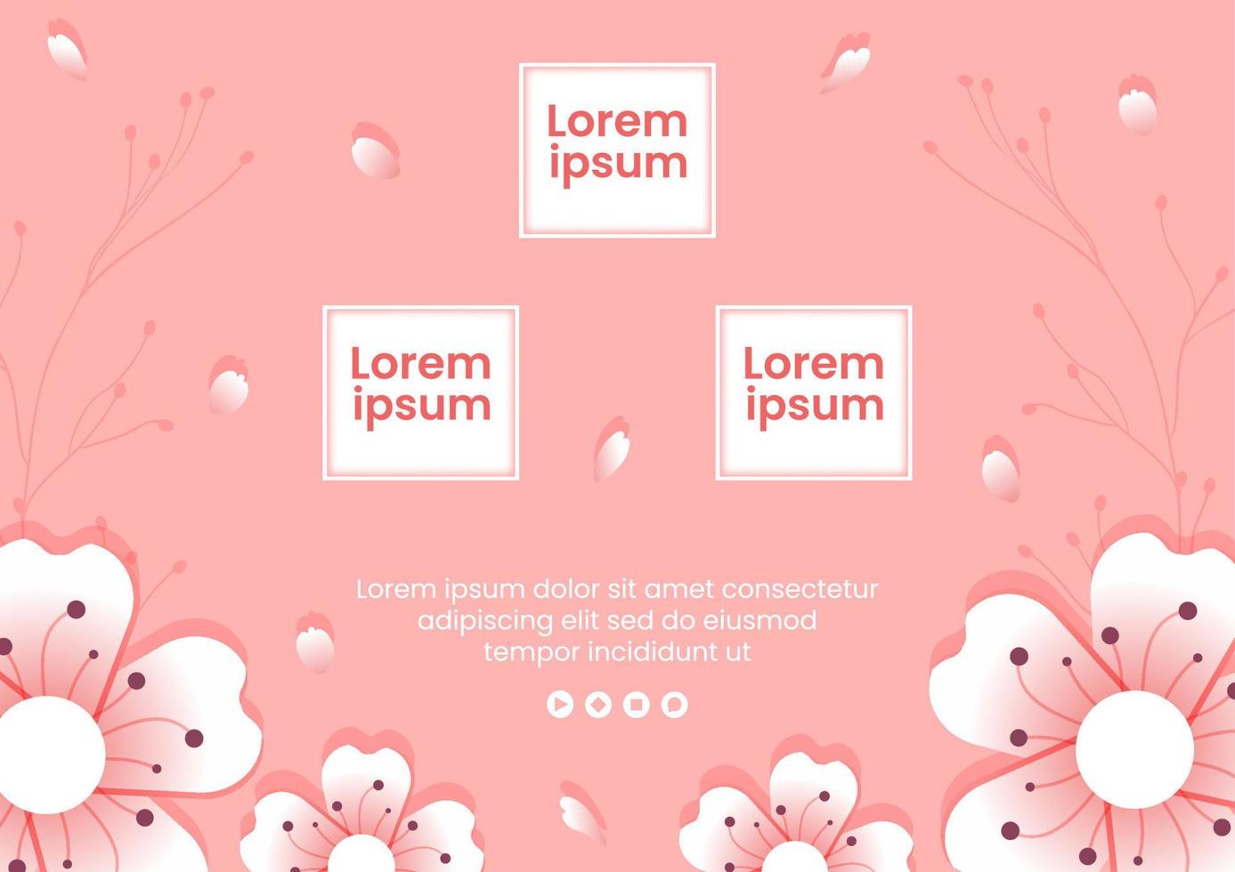 vår med blomning sakura blommor broschyrmall platt illustration redigerbar av kvadratisk bakgrund för sociala medier eller gratulationskort vektor