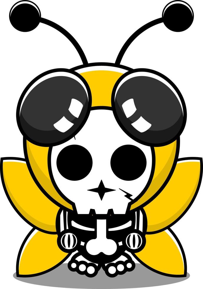 Vektor Zeichentrickfigur Maskottchen Kostüm menschlicher Schädel niedliches Bienentier