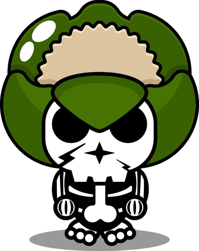 Vektor Zeichentrickfigur Maskottchen Kostüm menschlicher Schädel Gemüse süßer Blumenkohl