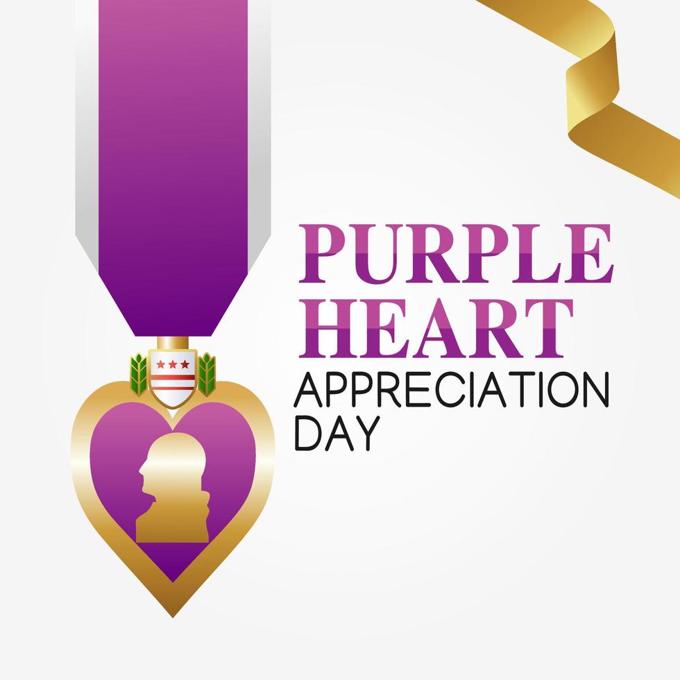 Purple Heart Wertschätzung Tag Vektor lllustration