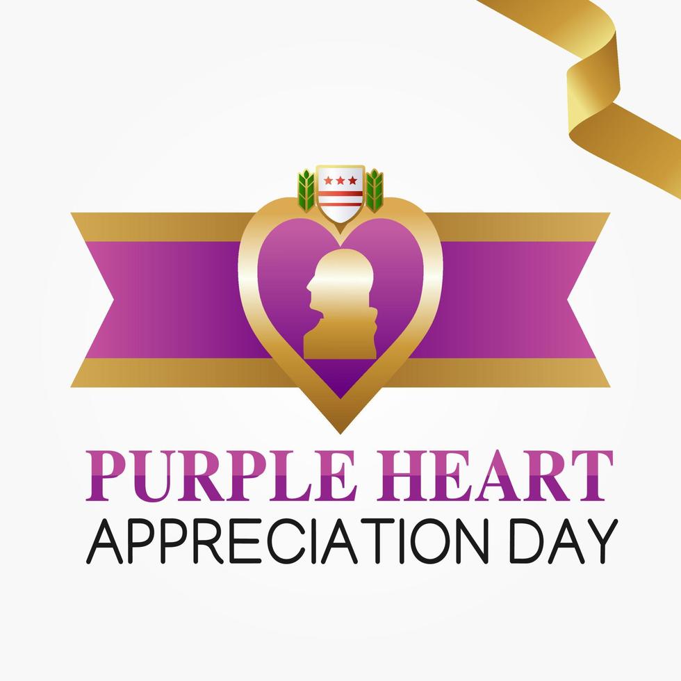 Purple Heart Wertschätzung Tag Vektor lllustration