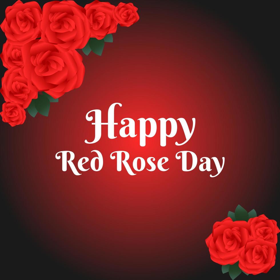 Happy Red Rose Day Vector Illustration