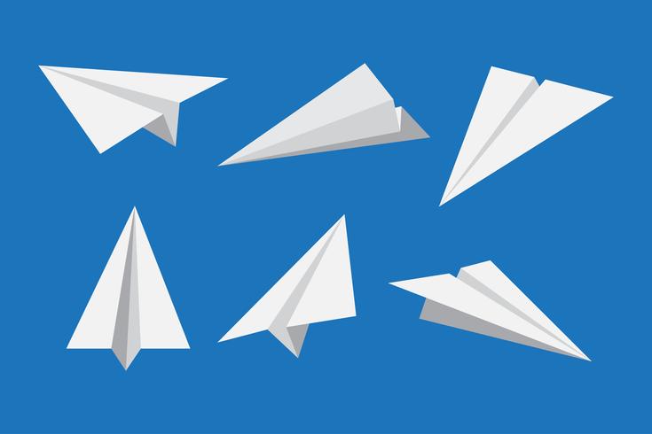 Papierflugzeug- oder Origamiflugzeugikone stellte ein - Vector Illustration