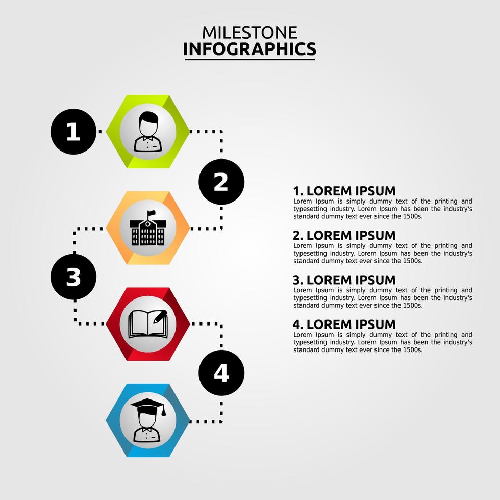 Meilenstein Infografik Bildung Vektor Illustration.