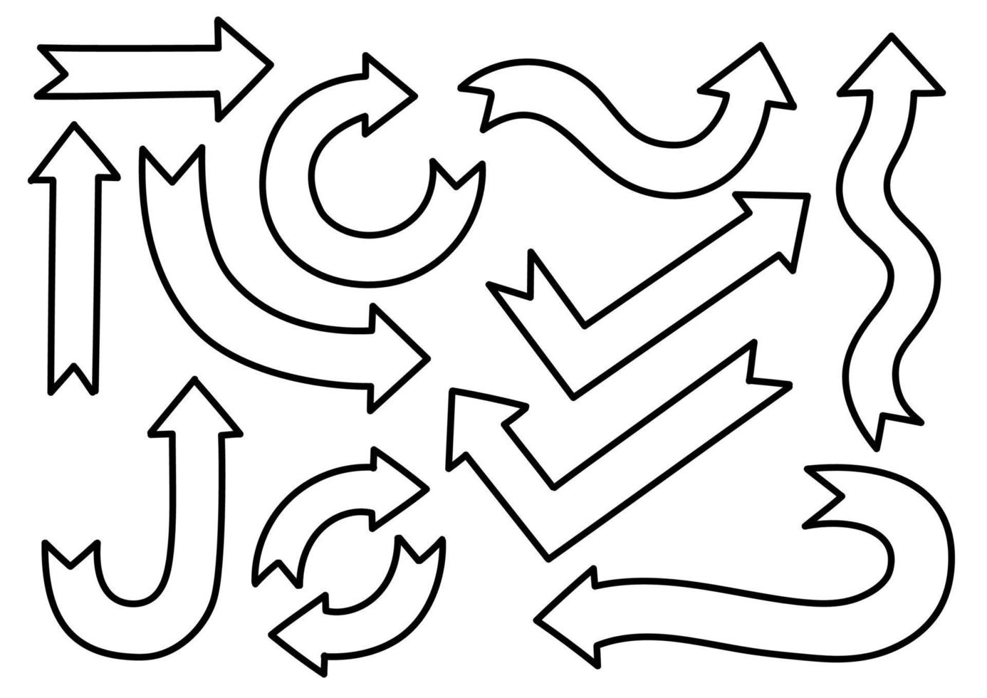 isolierte freihändig gezeichnete pfeile auf weißem hintergrund für elemente auf infografiken, web, geschäftspräsentationen, konzeptillustration. Premium-Vektor vektor