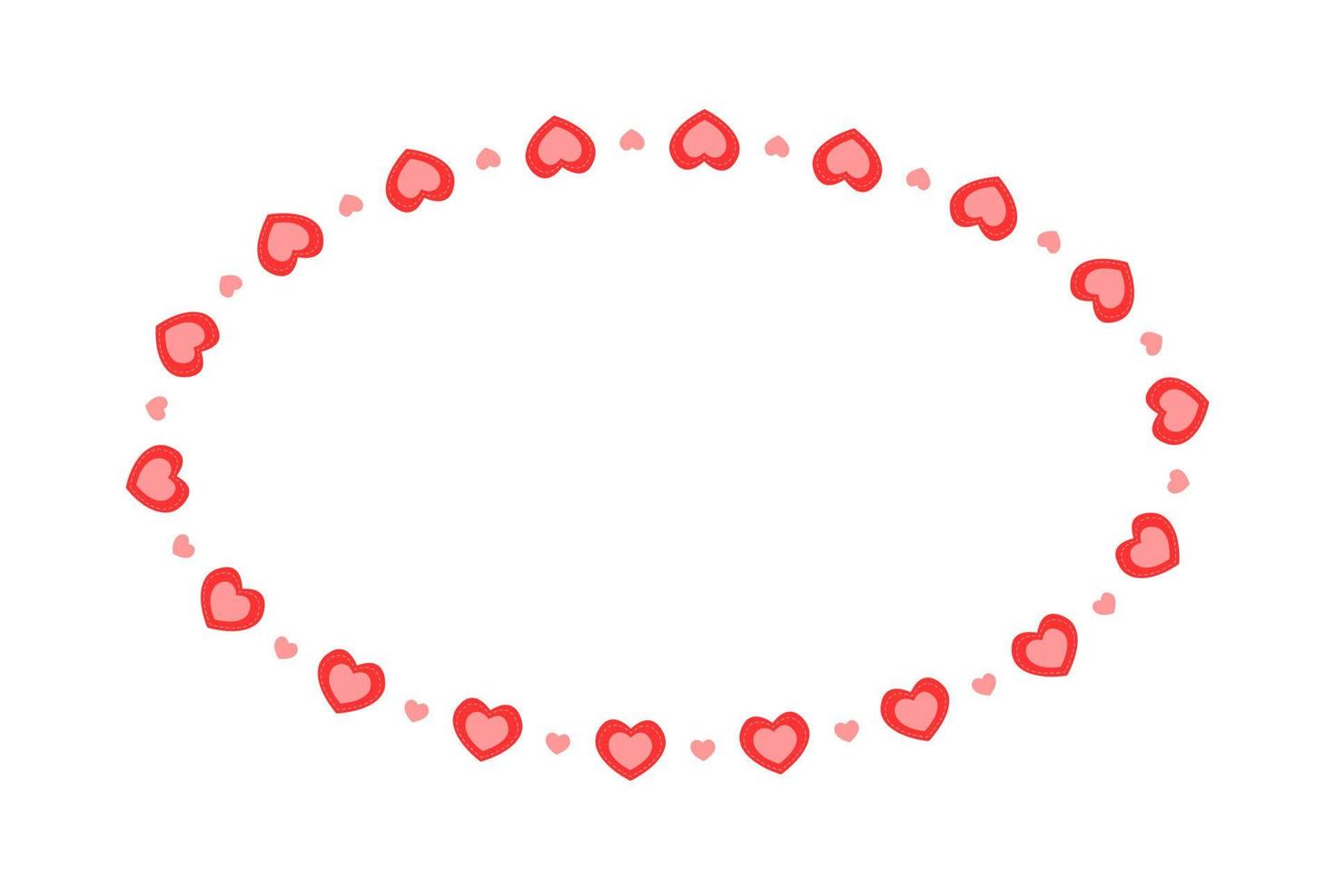 oval ram med hjärtan. enkel mall för alla hjärtans dag-kort, bröllopsinbjudan, foto, bild, banner vektor