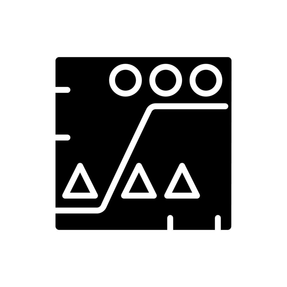 schwarzes Glyphen-Symbol für Data-Mining-Analytik. Diagramm des Vergleichs der gesammelten Informationen. Analyseprozess. virtuelle Datenerfassung. Schattenbildsymbol auf Leerraum. vektor isolierte illustration