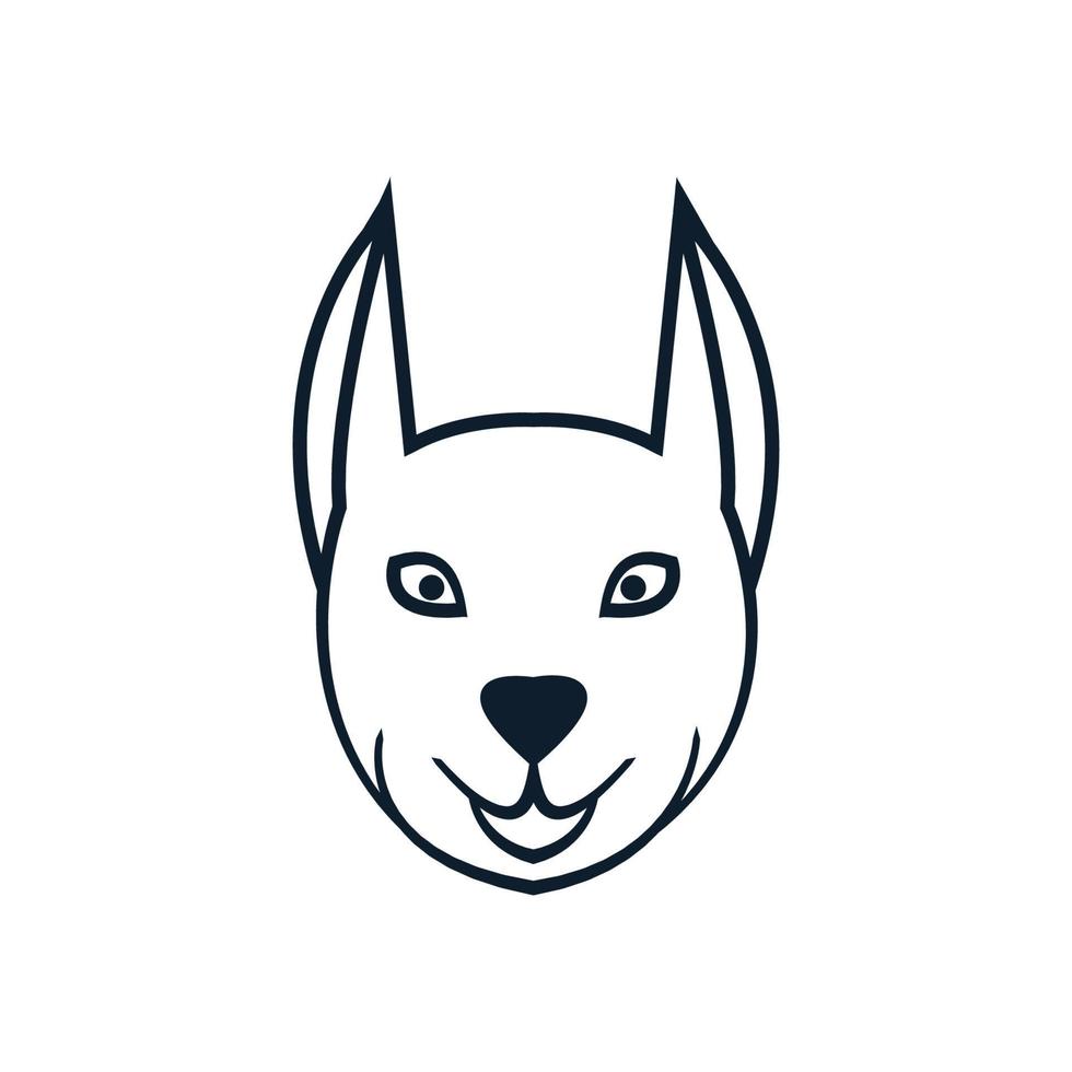 ansikte huvudet av hund siberian husky eller wolf linje logotyp design vektor